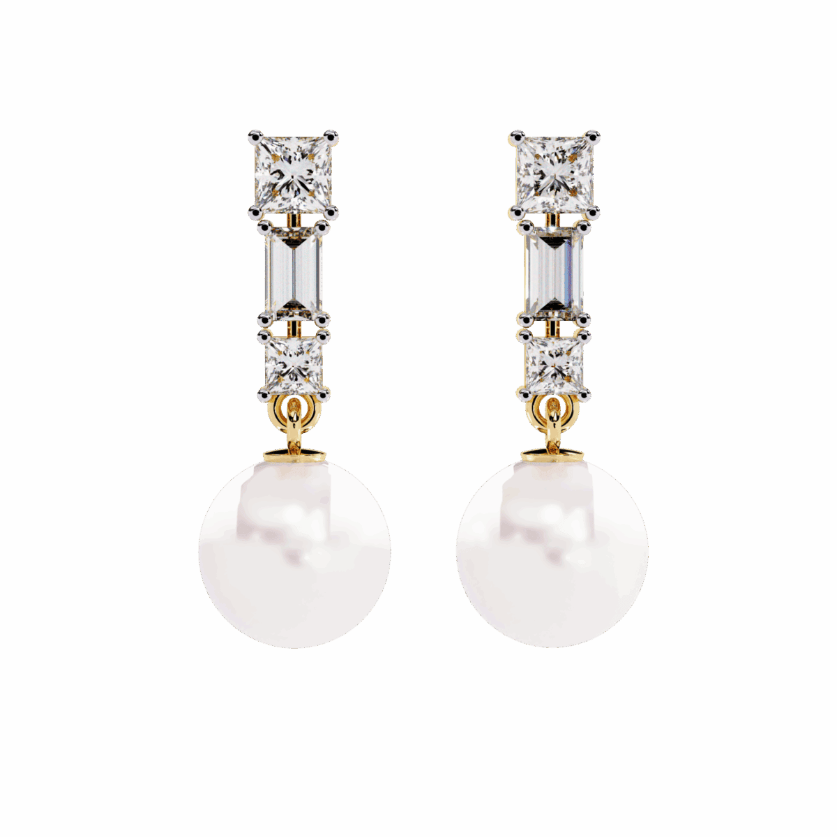 2 Carat Princess & Baguette Diamond Drop Earrings  Image 5