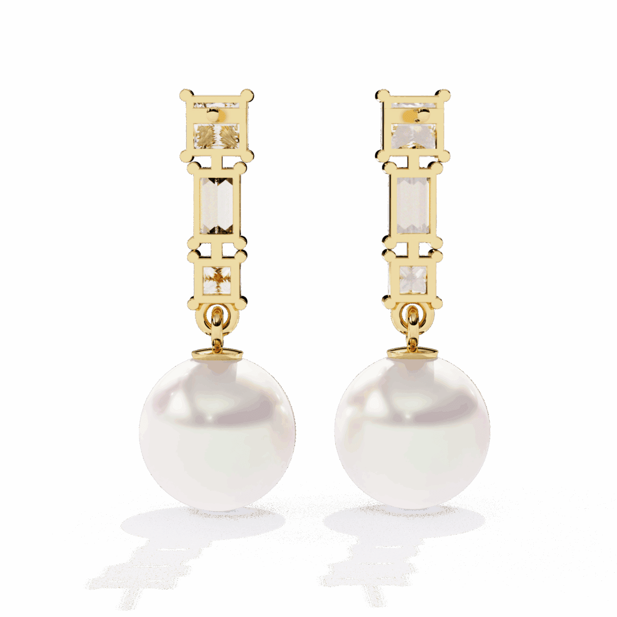 2 Carat Princess & Baguette Diamond Drop Earrings  Image 7