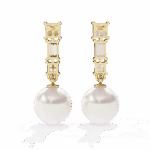 2 Carat Princess & Baguette Diamond Drop Earrings - Image 7