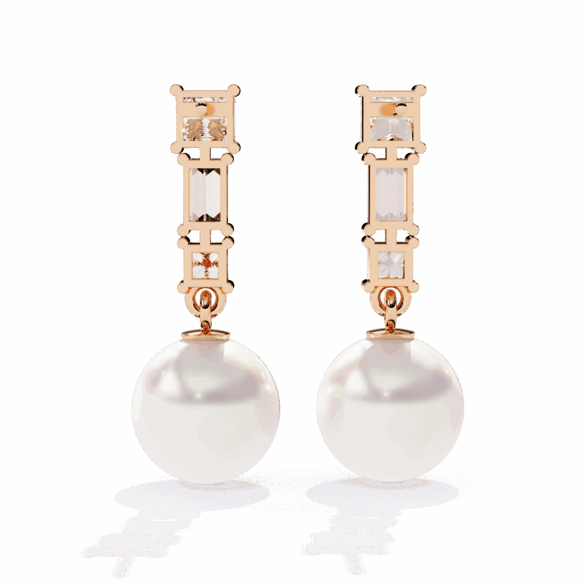 2 Carat Princess & Baguette Diamond Drop Earrings  Image 11