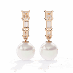 2 Carat Princess & Baguette Diamond Drop Earrings - Image 11