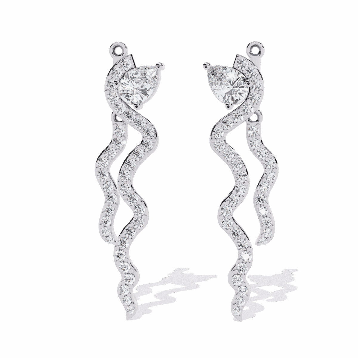 0.8 Carat Pear & Round Diamond Dangle Earrings  Image 1