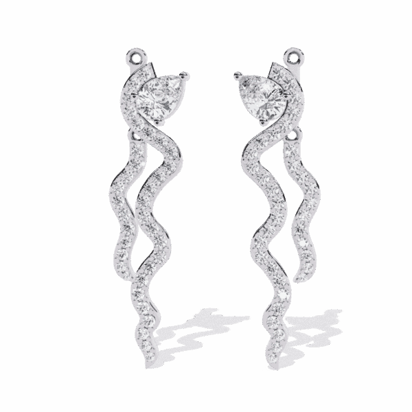 0.8 Carat Pear & Round Diamond Dangle Earrings