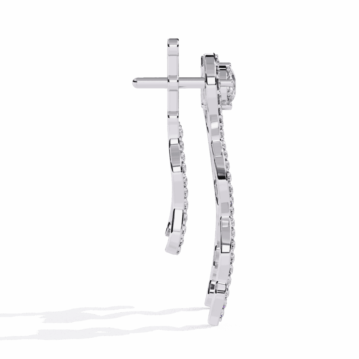 0.8 Carat Pear & Round Diamond Dangle Earrings  Image 2