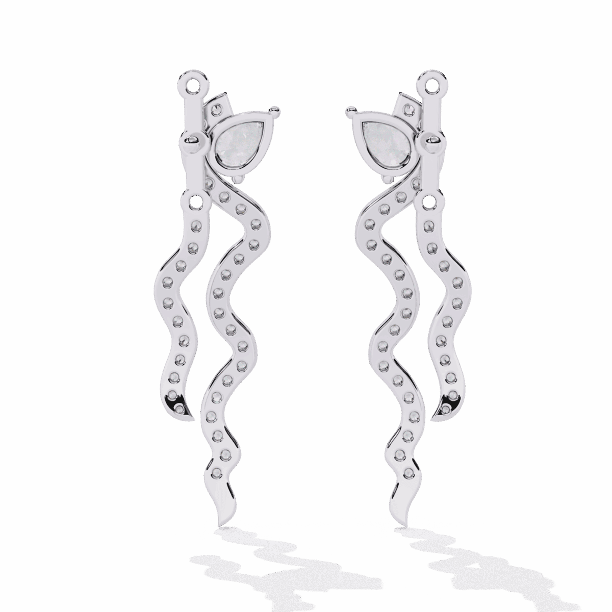 0.8 Carat Pear & Round Diamond Dangle Earrings  Image 3