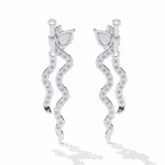 0.8 Carat Pear & Round Diamond Dangle Earrings - Image 3