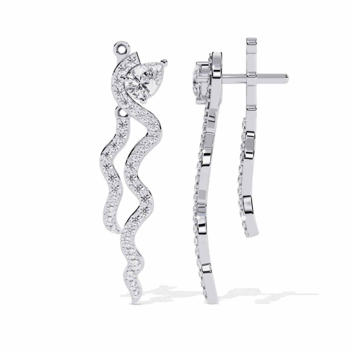 0.8 Carat Pear & Round Diamond Dangle Earrings  Image 4