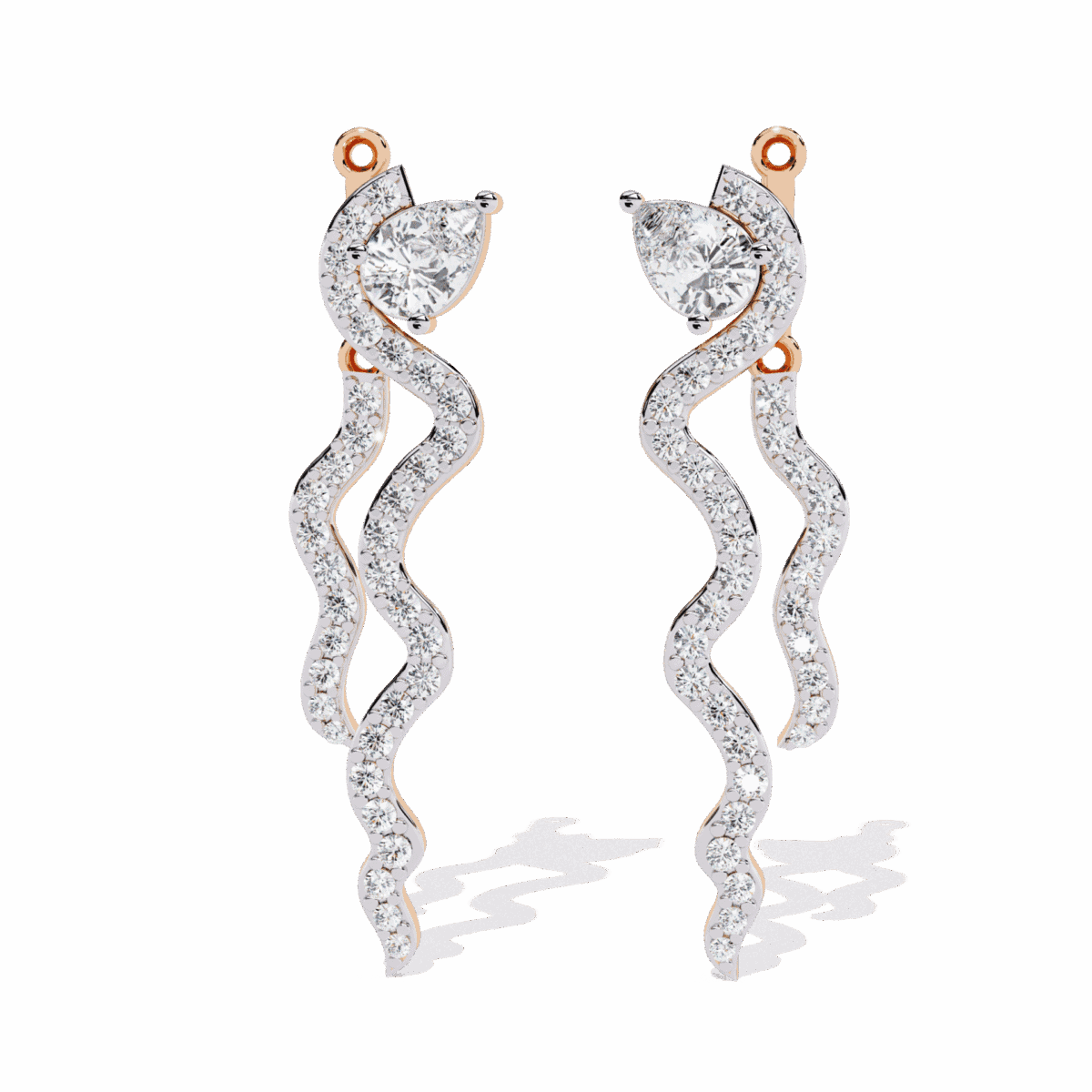 0.8 Carat Pear & Round Diamond Dangle Earrings  Image 9