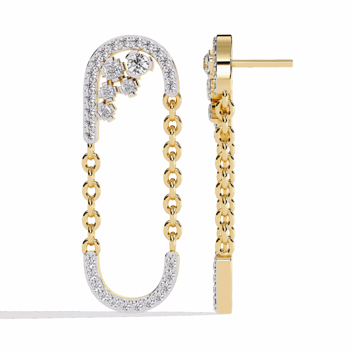 0.5 Carat Princess & Round Diamond Dangle Earrings  Image 8