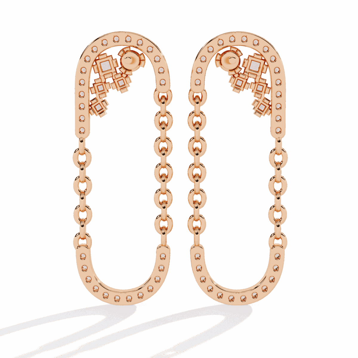 0.5 Carat Princess & Round Diamond Dangle Earrings  Image 11