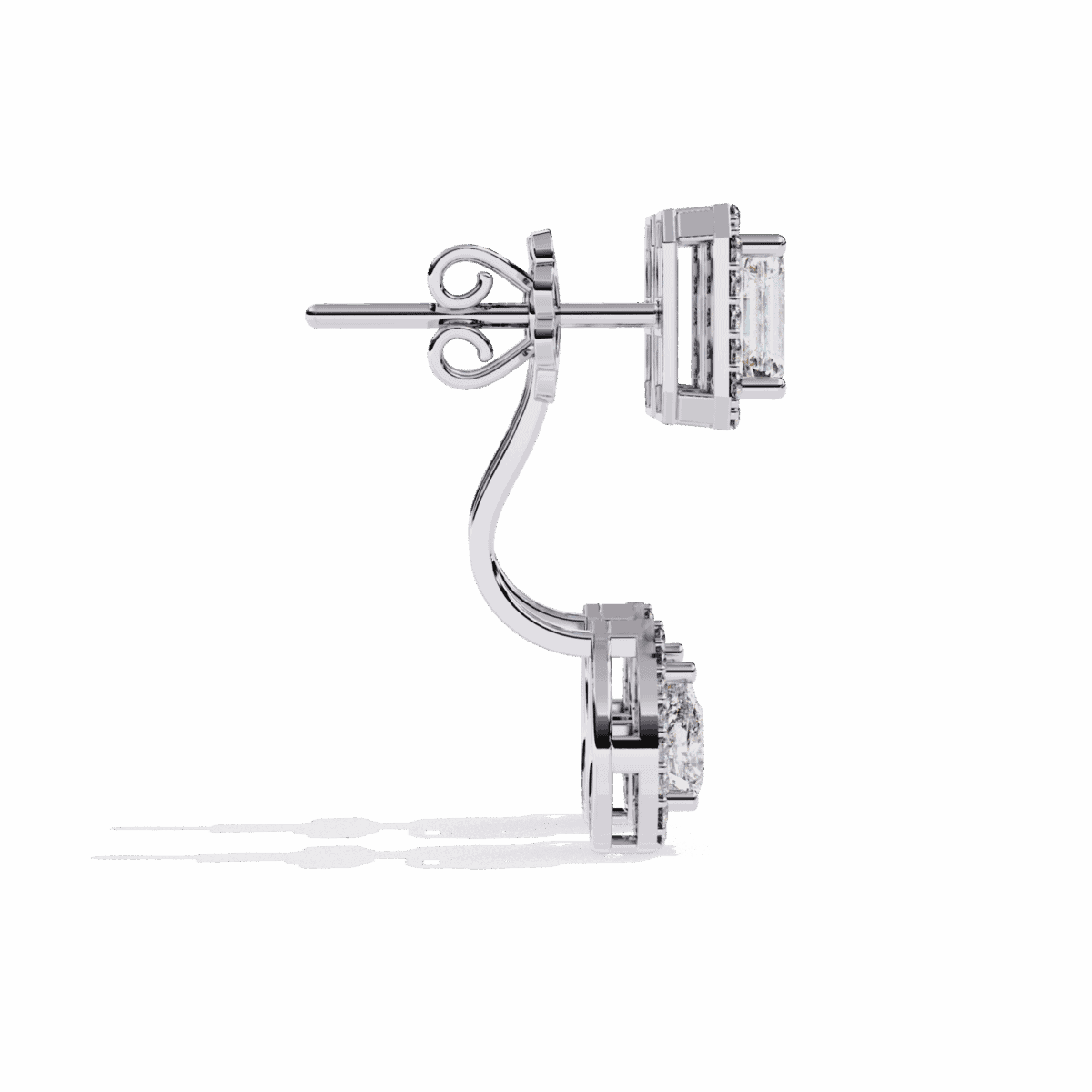 2 Carat Emerald & Pear Halo Diamond Drop Earrings  Image 2