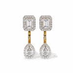 2 Carat Emerald & Pear Halo Diamond Drop Earrings - Image 5