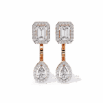 2 Carat Emerald & Pear Halo Diamond Drop Earrings - Image 9