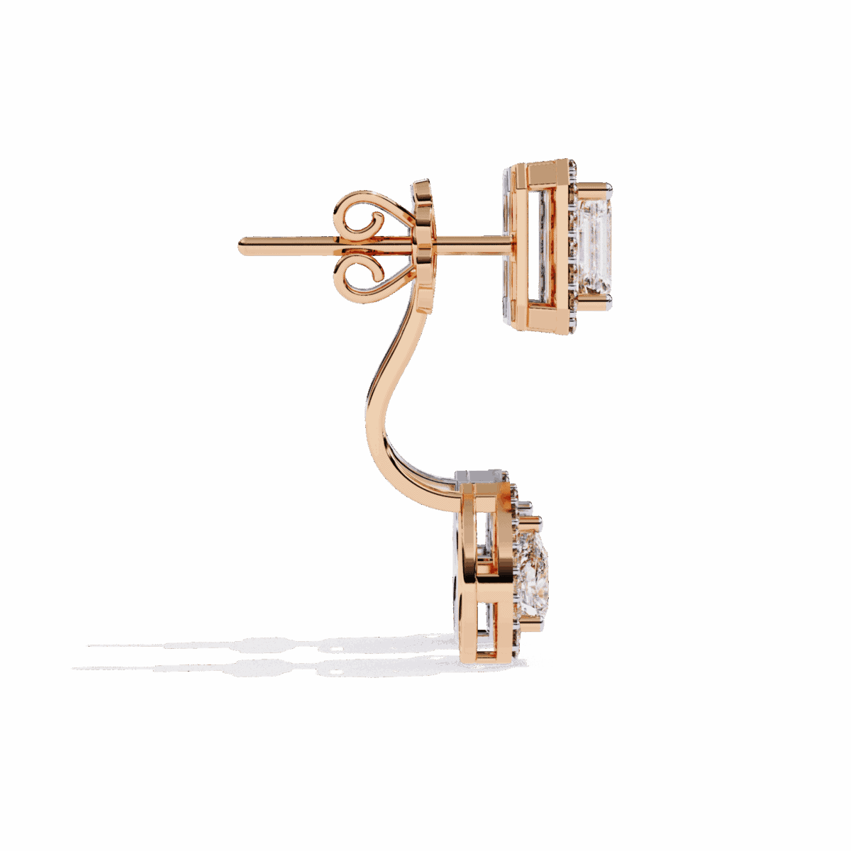 2 Carat Emerald & Pear Halo Diamond Drop Earrings  Image 10