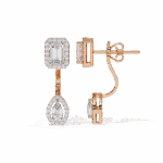 2 Carat Emerald & Pear Halo Diamond Drop Earrings - Image 12