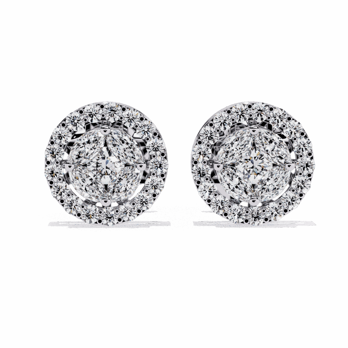 1.5 Carat Marquise and Round Hoop Diamond Stud Earrings  Image 1