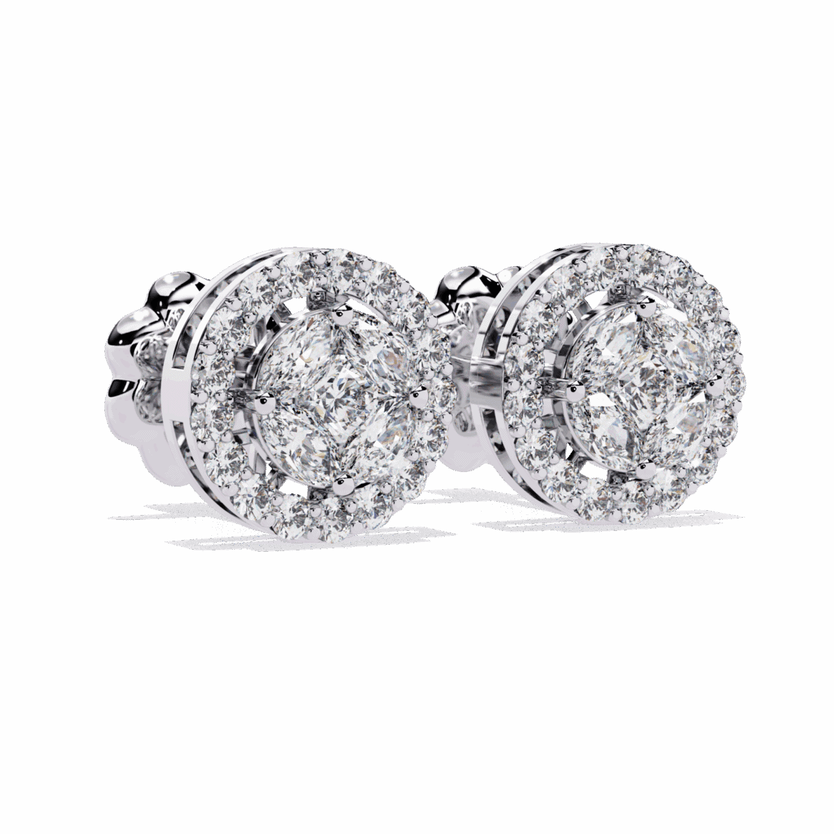 1.5 Carat Marquise and Round Hoop Diamond Stud Earrings  Image 4