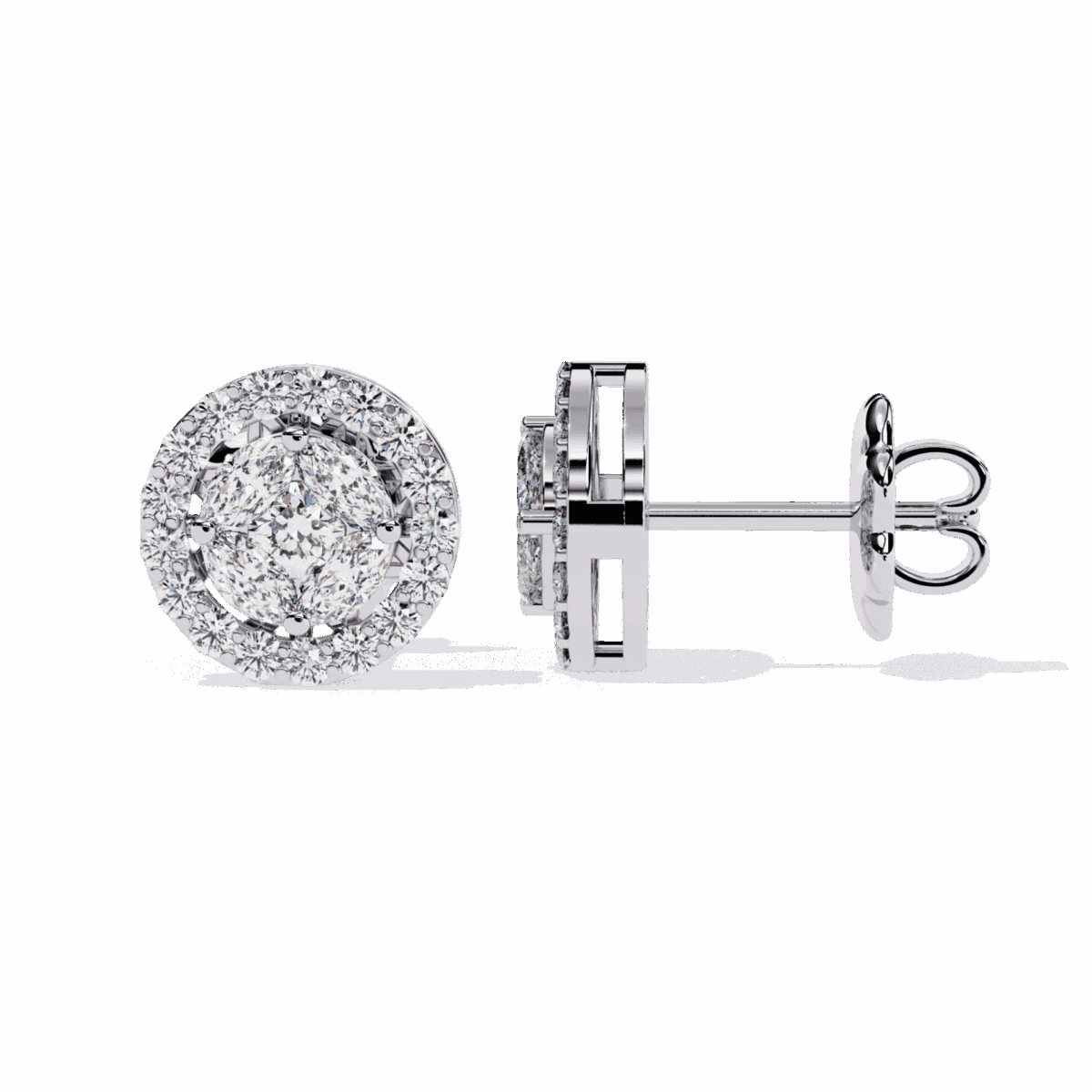 1.5 Carat Marquise and Round Hoop Diamond Stud Earrings  Image 5