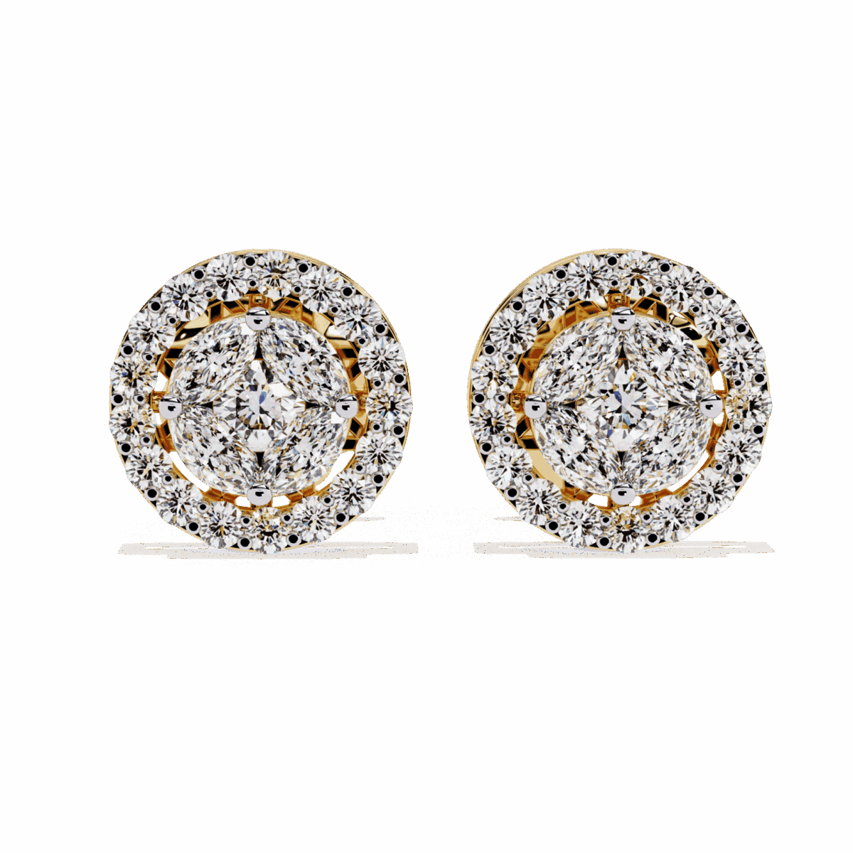 1.5 Carat Marquise and Round Hoop Diamond Stud Earrings  Image 6