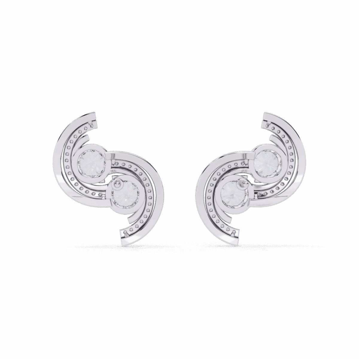 2 Carat Modern Round Duo Diamond Stud Earrings  Image 3