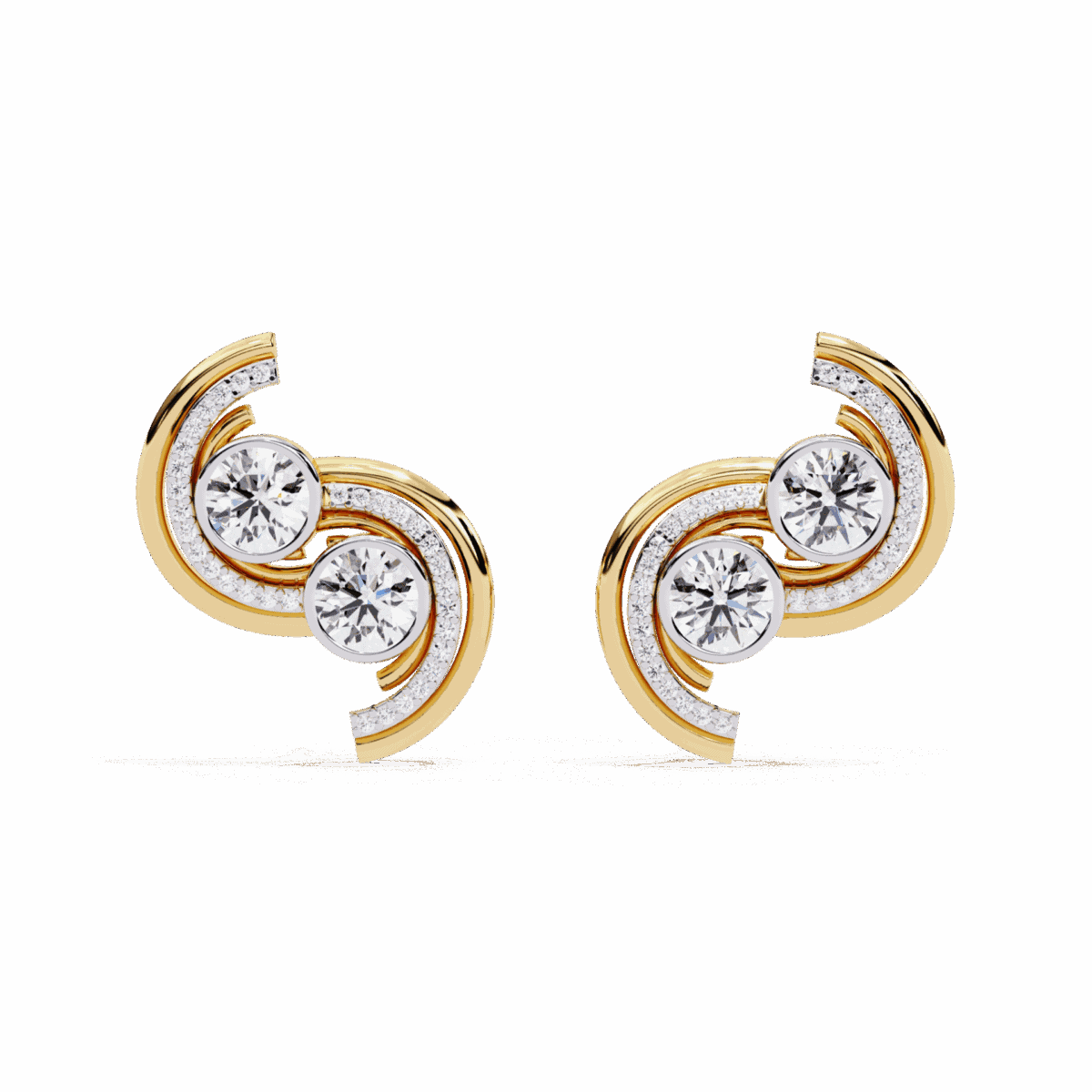 2 Carat Modern Round Duo Diamond Stud Earrings  Image 5