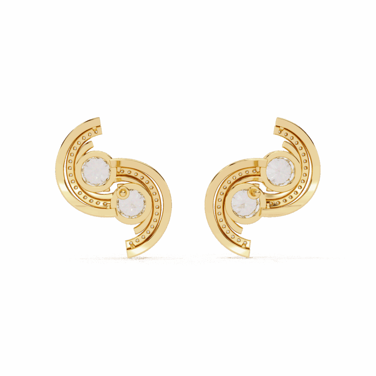 2 Carat Modern Round Duo Diamond Stud Earrings  Image 7