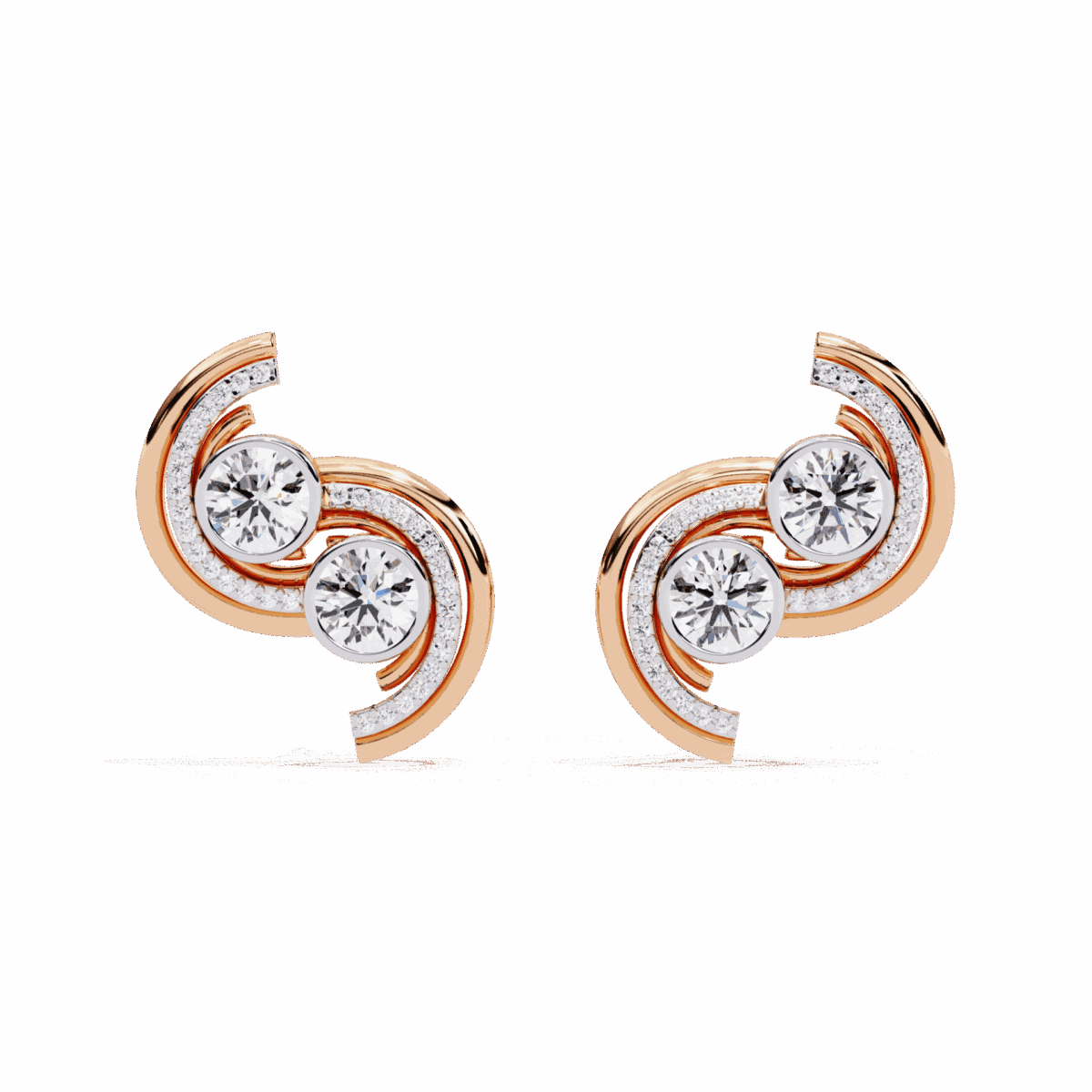 2 Carat Modern Round Duo Diamond Stud Earrings  Image 9