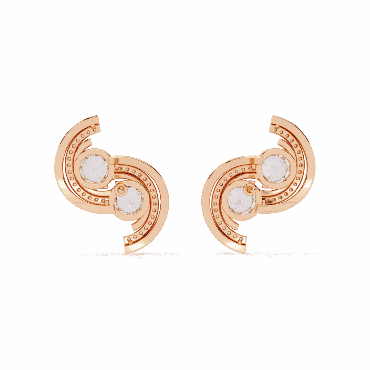 2 Carat Modern Round Duo Diamond Stud Earrings  Image 11