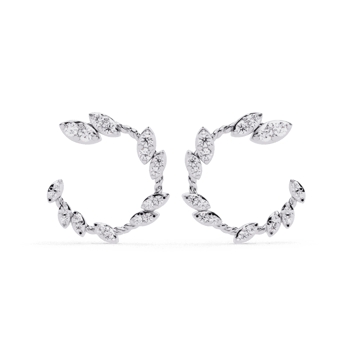 0.7 Carat Marquise Vine Diamond Hoop Earrings  Image 1