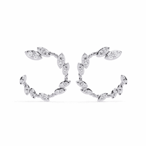 0.7 Carat Marquise Vine Diamond Hoop Earrings