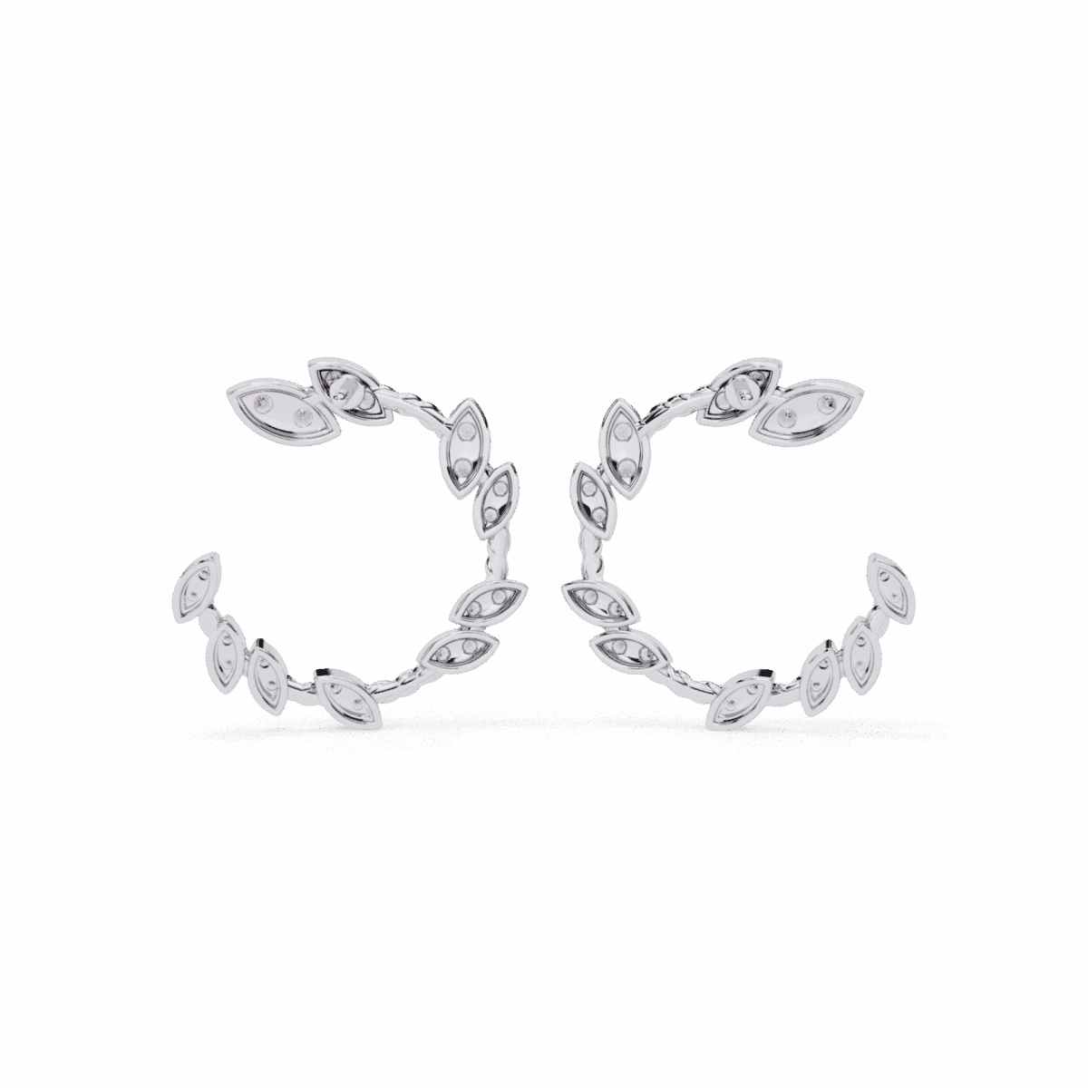 0.7 Carat Marquise Vine Diamond Hoop Earrings  Image 3