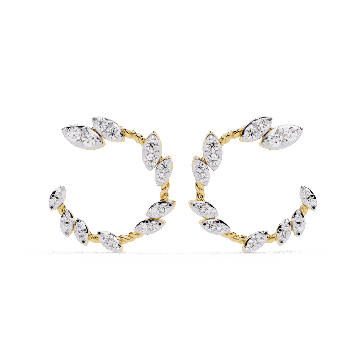 0.7 Carat Marquise Vine Diamond Hoop Earrings  Image 5