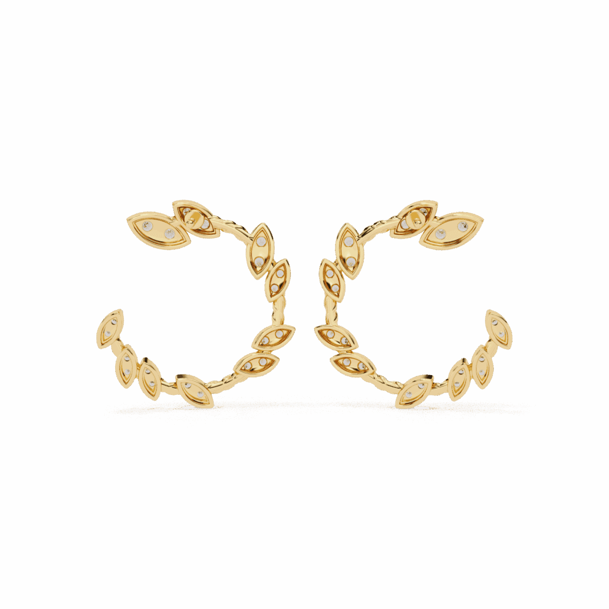 0.7 Carat Marquise Vine Diamond Hoop Earrings  Image 7