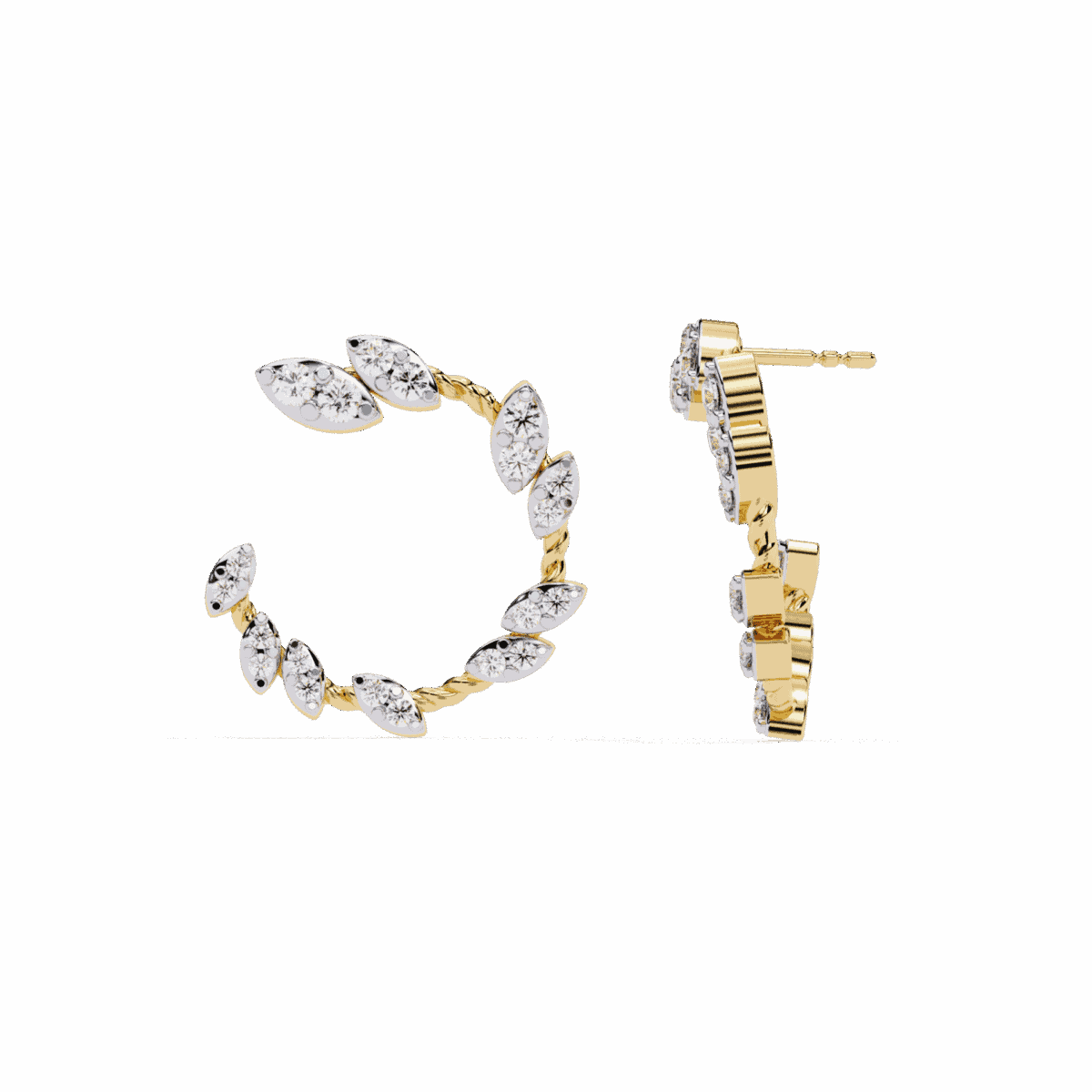 0.7 Carat Marquise Vine Diamond Hoop Earrings  Image 8
