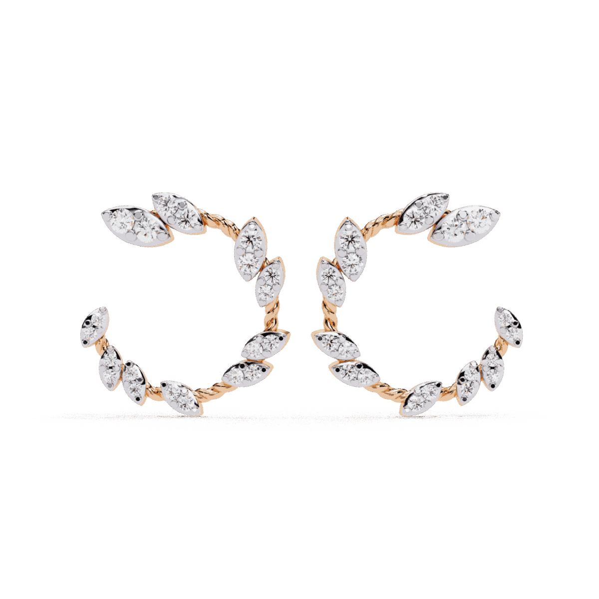 0.7 Carat Marquise Vine Diamond Hoop Earrings  Image 9