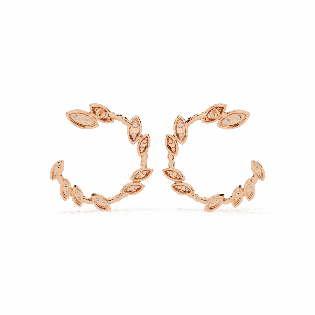 0.7 Carat Marquise Vine Diamond Hoop Earrings  Image 11