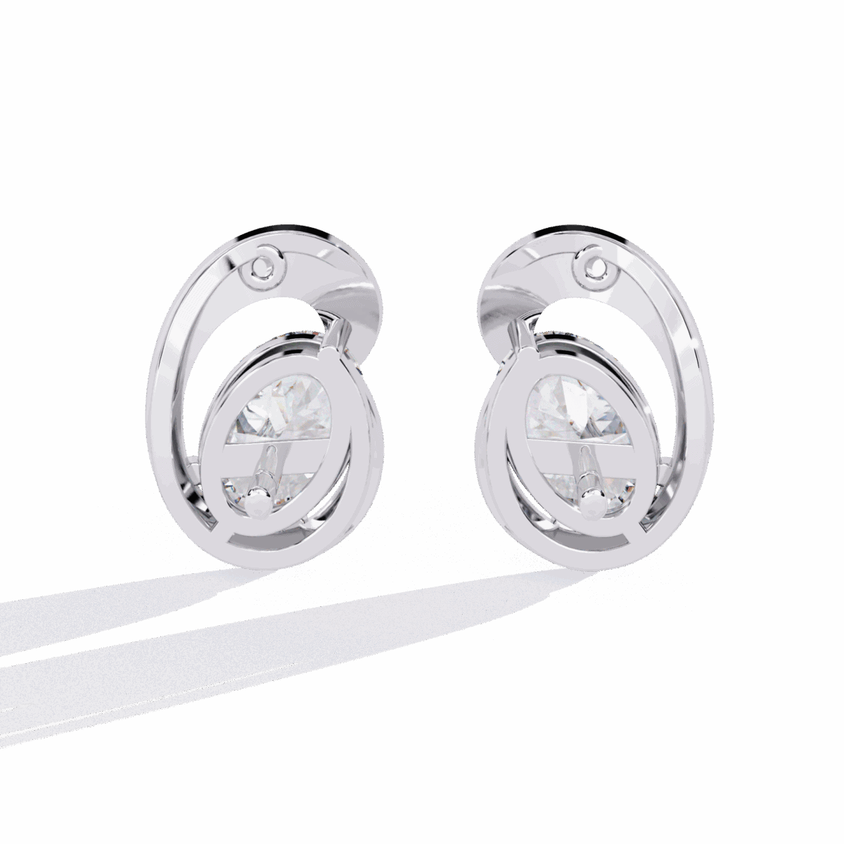 1.25 Carat Oval Solitaire Diamond Earrings  Image 3