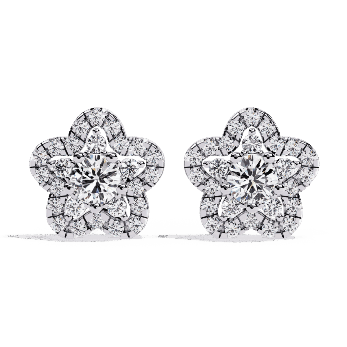 0.9 Carat Radiant Round Trio Diamond Stud Earrings  Image 1