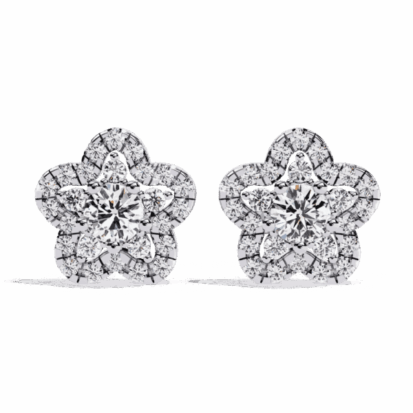 0.9 Carat Radiant Round Trio Diamond Stud Earrings