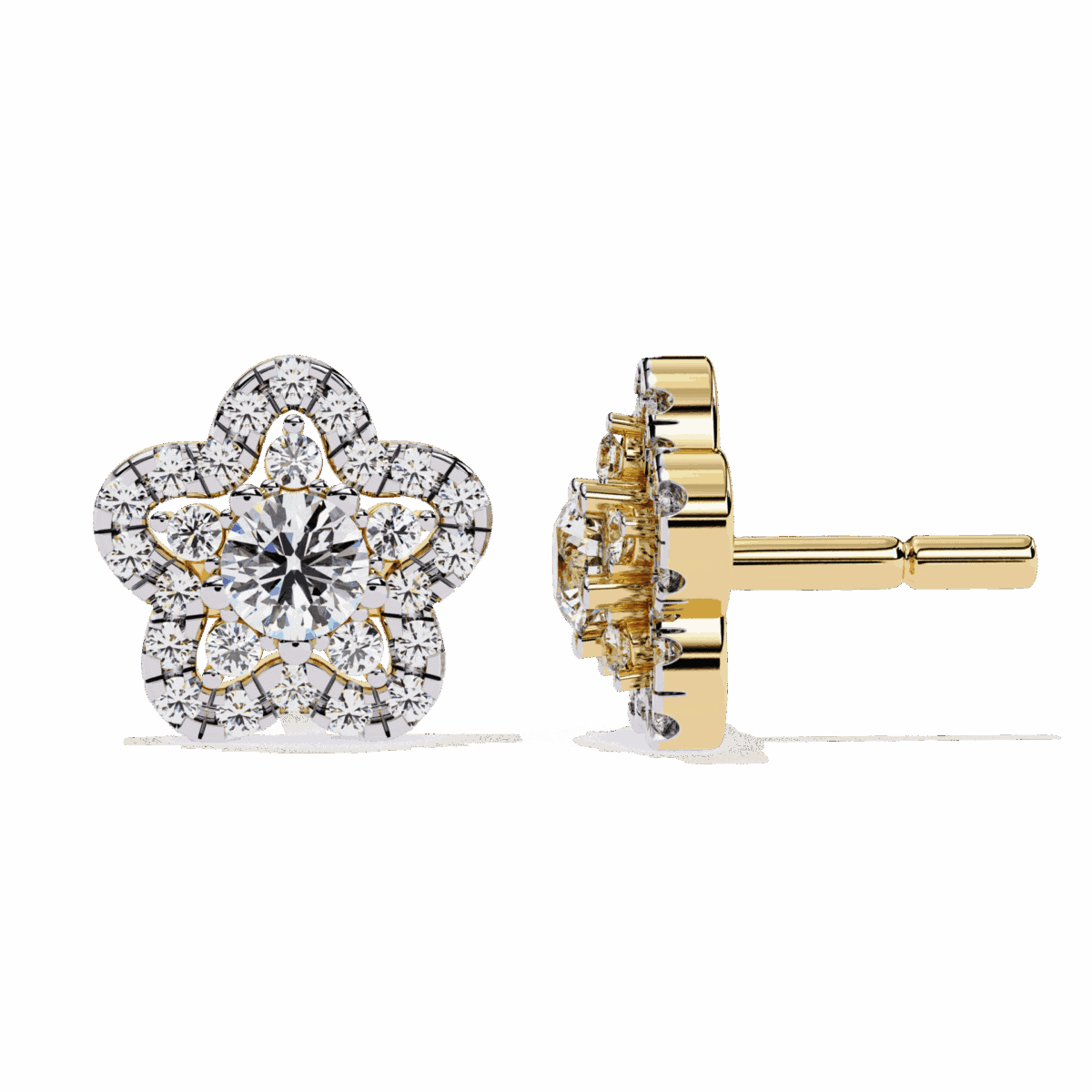 0.9 Carat Radiant Round Trio Diamond Stud Earrings  Image 8