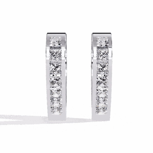 0.8 Carat Princess Channel Diamond Hoop Earrings