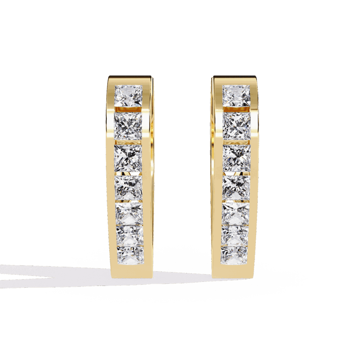 0.8 Carat Princess Channel Diamond Hoop Earrings  Image 5