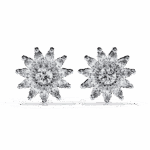 1.25 Carat Marquise and Round Diamond Stud Earrings