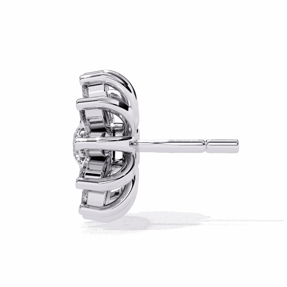 1.25 Carat Marquise and Round Diamond Stud Earrings  Image 2