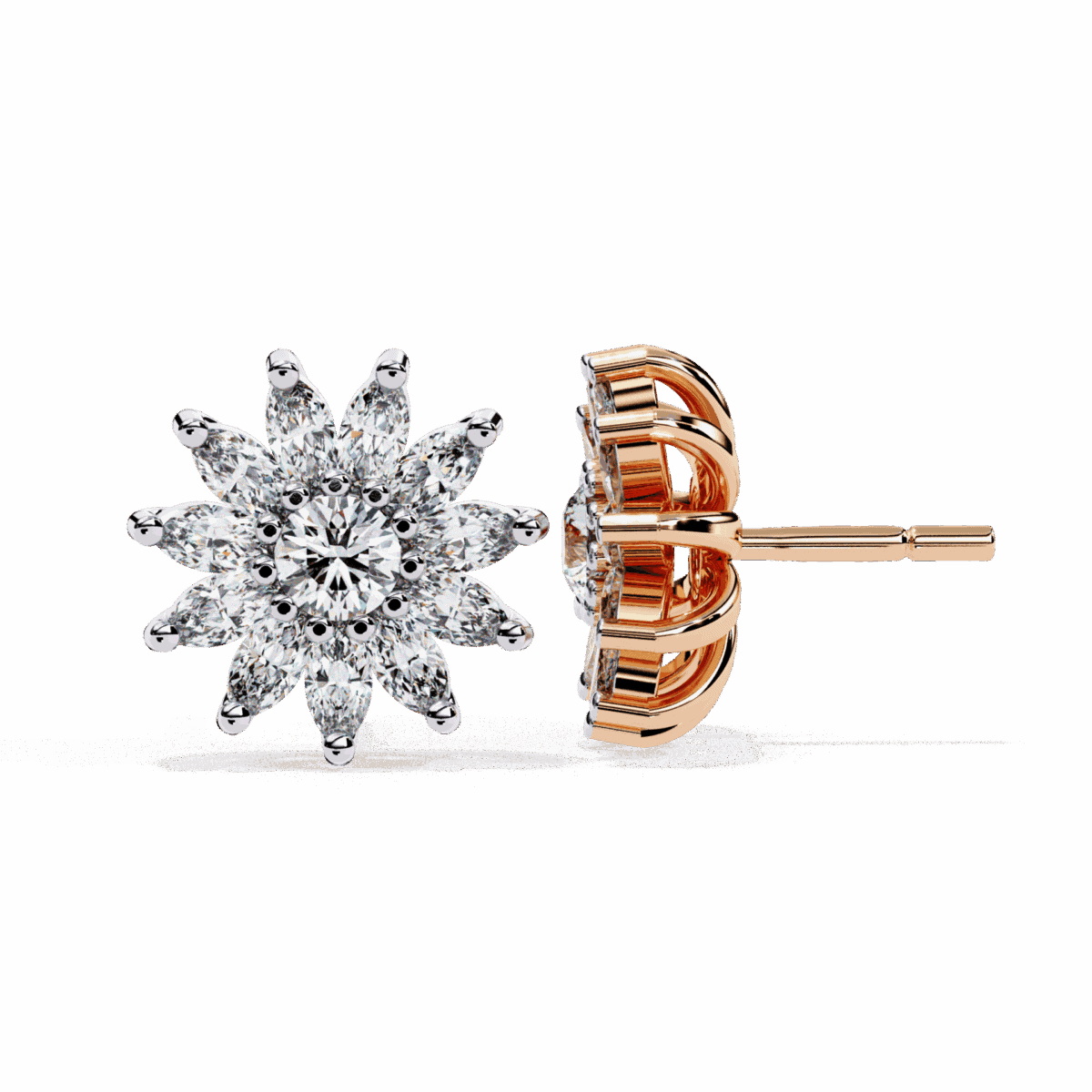 1.25 Carat Marquise and Round Diamond Stud Earrings  Image 10