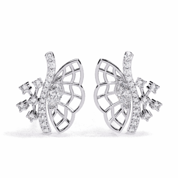 0.4 Carat Marquise and Round Diamond Cluster Stud Earrings