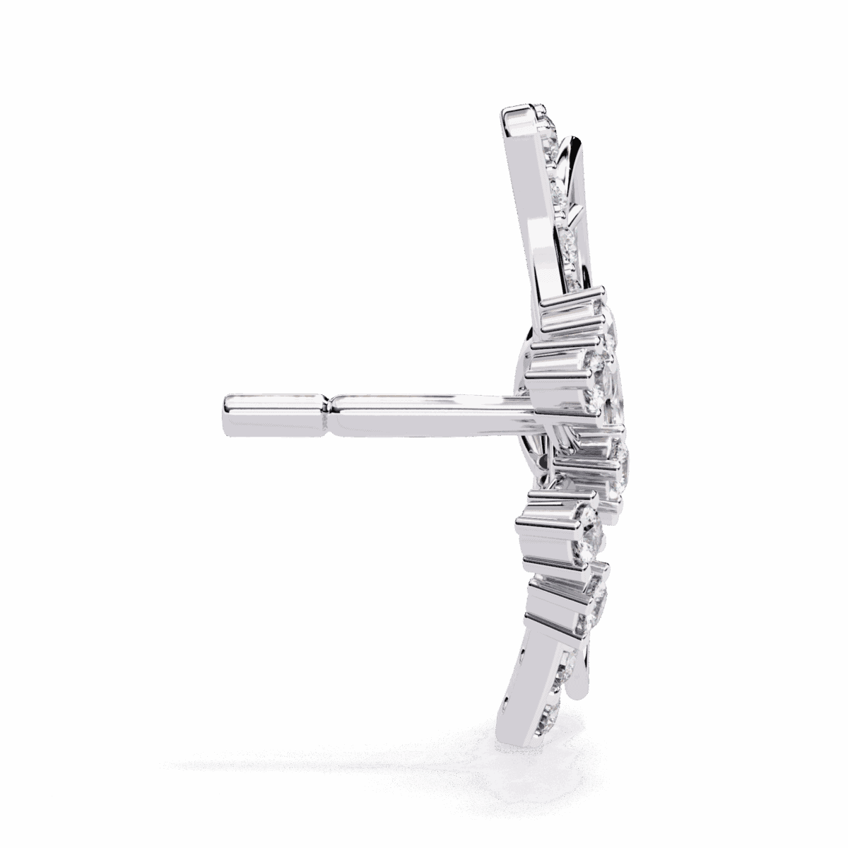 0.4 Carat Marquise and Round Diamond Cluster Stud Earrings  Image 2