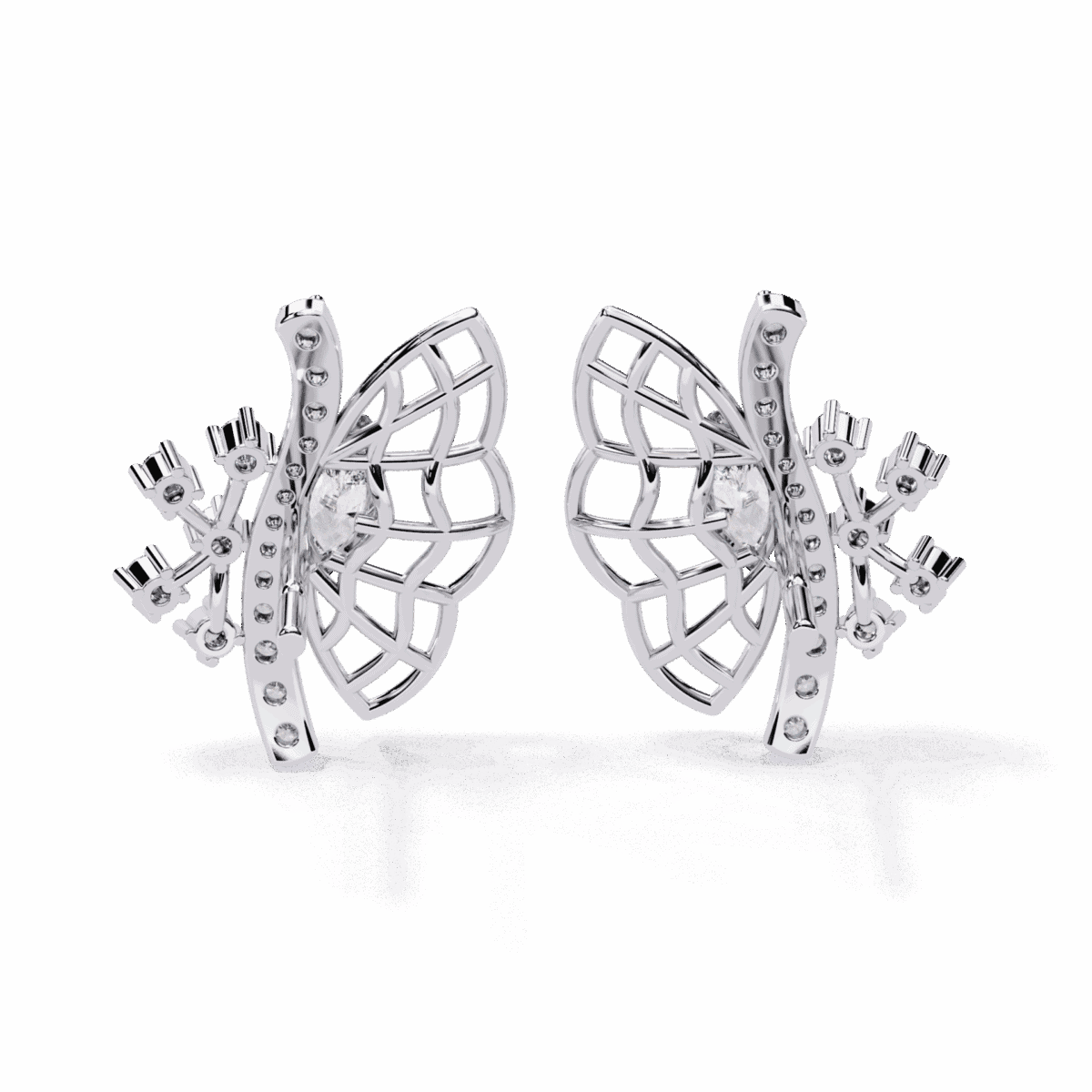 0.4 Carat Marquise and Round Diamond Cluster Stud Earrings  Image 3