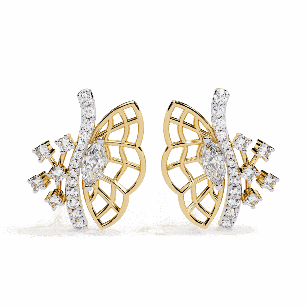 0.4 Carat Marquise and Round Diamond Cluster Stud Earrings  Image 5