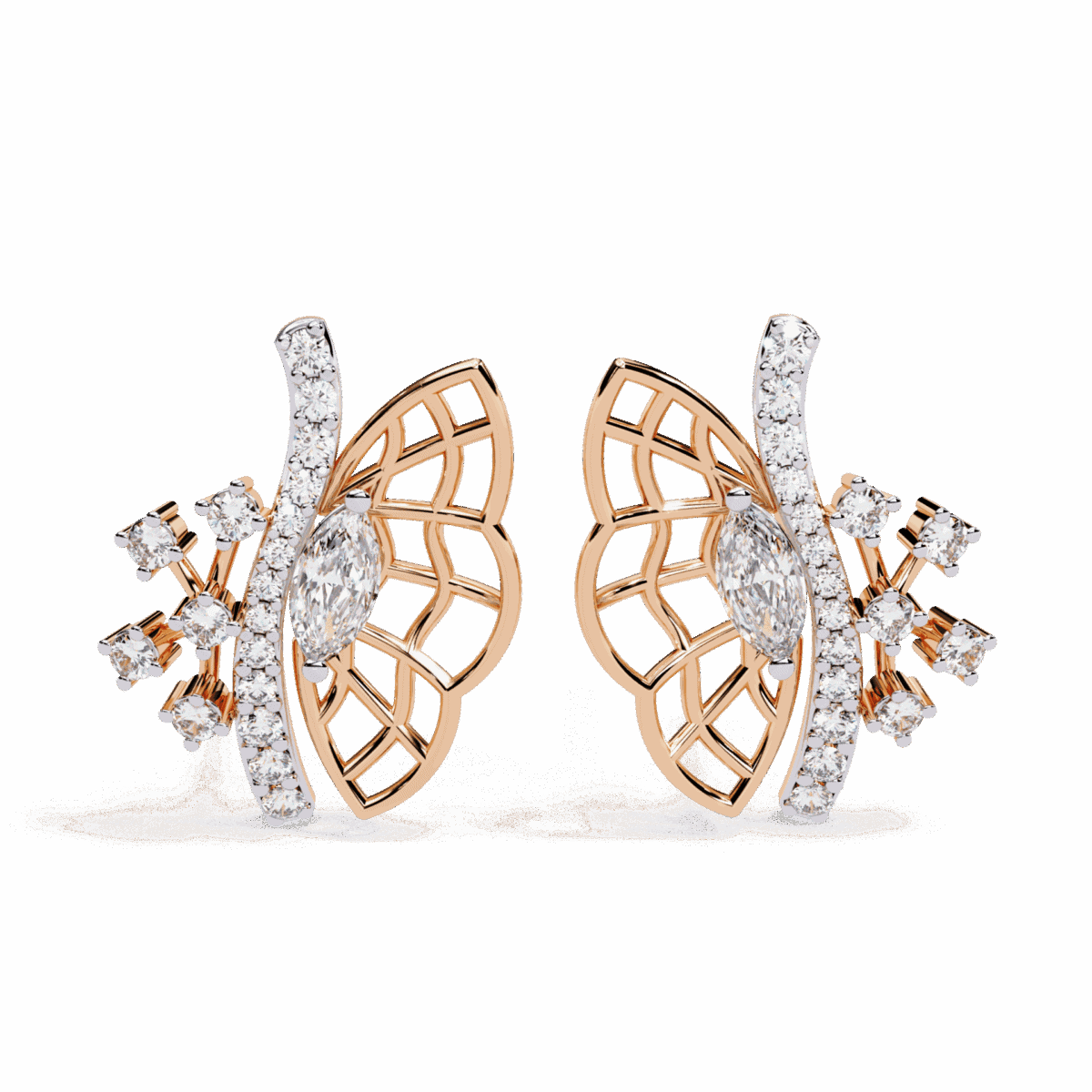 0.4 Carat Marquise and Round Diamond Cluster Stud Earrings  Image 8